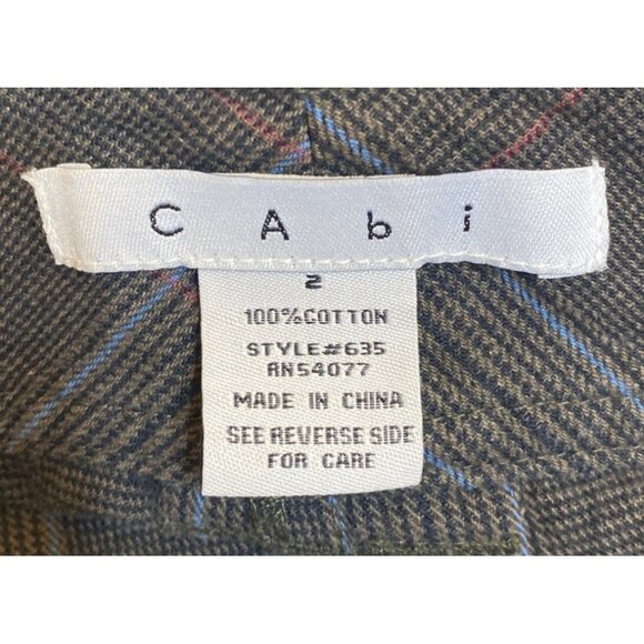 Cabi Womens Plaid Pants Size 2 Gray 100% Cotton Straight Leg Stylish Comfortable - Picture 4 of 5